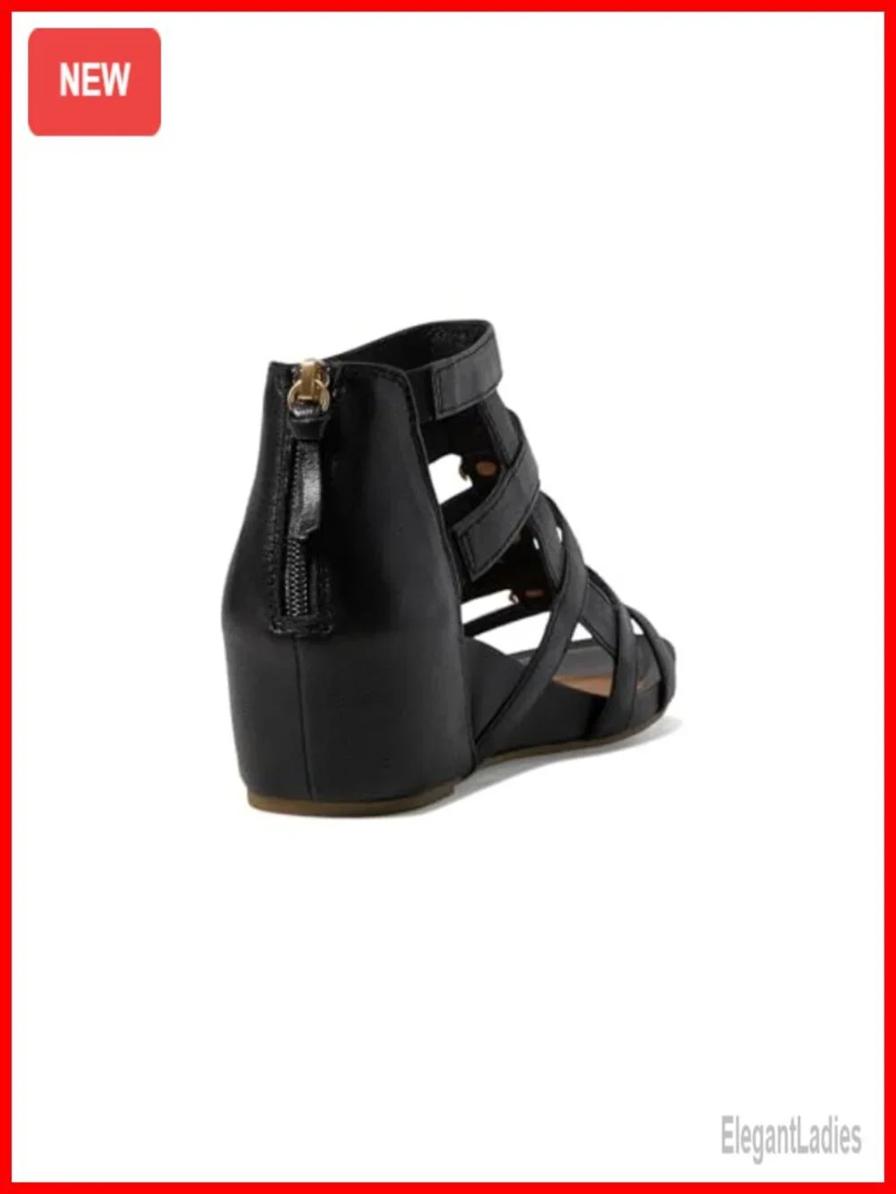 Leather Gladiator Wedge Sandals with Ankle Strap